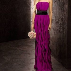 White By Vera Wang Grey Vertical Ruffle dress